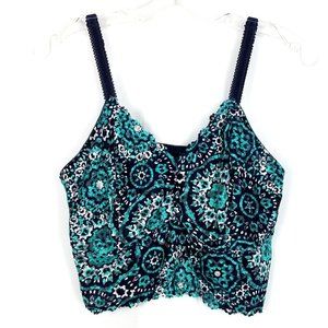 TORRID Soft Lace Longline Bralette White Teal Navy